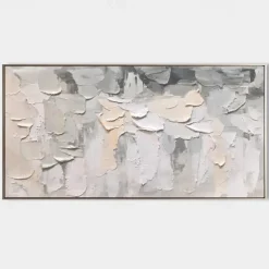 3D flower oil painting Hand-Painted Thick Texture Oil Painting Beige White Painting On Canvas Abstract Textured oil painting for Wall Art painting for Living Room artwork