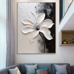 3D flower oil painting handpainted 3D Floral Painting handmade Palette Knife flowers oil painting Large 3D white Textured Painting Modern Decorative Paintings Impressionism Abstract white oil painting
