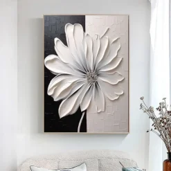 3D flower oil painting handpainted 3D Floral Painting handmade Palette Knife flowers oil painting Large 3D white Textured Painting Modern Decorative Paintings Impressionism Abstract white oil painting