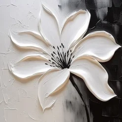 3D flower oil painting handpainted 3D Floral Painting handmade Palette Knife flowers oil painting Large 3D white Textured Painting Modern Decorative Paintings Impressionism Abstract white oil painting