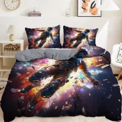 3D Galaxy Print Duvet Cover Bedding Sets Comforter Cover with 1 Duvet Cover or Coverlet，1Sheet，2 Pillowcases for Double/Queen/King(1 Pillowcase for Twin/Single)