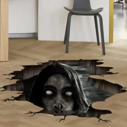 3D Halloween Floor Wall Decals, Removable Ghost Halloween Wall Stickers Decorations, Scary Halloween Decals for Walls Decor Decorations for Bedroom, Halloween Window Clings for Glass Windows