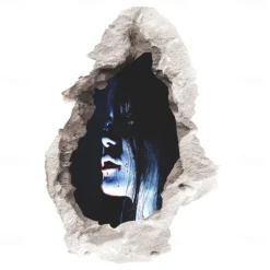 3D Halloween Terror Lifelike Broken Wall Female ghost and male ghost Wall Stickers Removable Home Decoration Living Room Entrance Sofa Background Bedroom Study Mall Specific Scene Wall Stickers