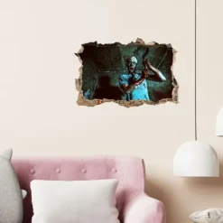 3D Halloween Terror Lifelike Broken Wall Female ghost and male ghost Wall Stickers Removable Home Decoration Living Room Entrance Sofa Background Bedroom Study Mall Specific Scene Wall Stickers