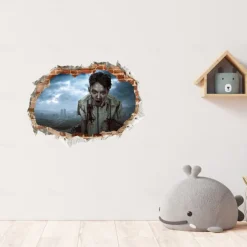 3D Halloween Terror Lifelike Broken Wall Female ghost and male ghost Wall Stickers Removable Home Decoration Living Room Entrance Sofa Background Bedroom Study Mall Specific Scene Wall Stickers