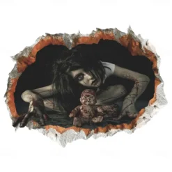 3D Halloween Terror Lifelike Broken Wall Female ghost and male ghost Wall Stickers Removable Home Decoration Living Room Entrance Sofa Background Bedroom Study Mall Specific Scene Wall Stickers