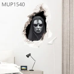 3D Halloween Terror Lifelike Broken Wall Female ghost and male ghost Wall Stickers Removable Home Decoration Living Room Entrance Sofa Background Bedroom Study Mall Specific Scene Wall Stickers
