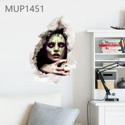 3D Halloween Terror Lifelike Broken Wall Female ghost and male ghost Wall Stickers Removable Home Decoration Living Room Entrance Sofa Background Bedroom Study Mall Specific Scene Wall Stickers