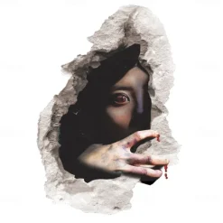 3D Halloween Terror Lifelike Broken Wall Female ghost and male ghost Wall Stickers Removable Home Decoration Living Room Entrance Sofa Background Bedroom Study Mall Specific Scene Wall Stickers
