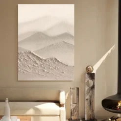 3D Large Beige Textured oil painting handmade Abstract Canvas Art oil painting Large Wabi- Sabi painting Wall Art Thick Textured Acrylic mountain Painting landscape oil painting