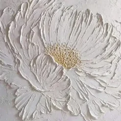 3D Large hand painted White Flower Oil Painting On Canvas handmade Acrylic Painting handmade Heavy Textured Painting Abstract Landscape oil painting Wall Art Floral Wall Decor painting