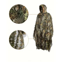 3D Maple Leaf Camouflage Cloak One-Size-Fits-All Design, Mesh Hood, Perfect for Outdoor Activities, Birdwatching, Hunting, Stealth Games