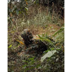 3D Maple Leaf Camouflage Cloak One-Size-Fits-All Design, Mesh Hood, Perfect for Outdoor Activities, Birdwatching, Hunting, Stealth Games