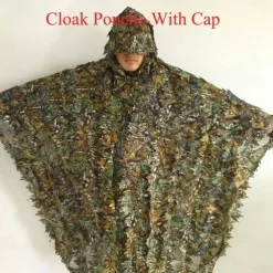 3D Maple Leaf Camouflage Cloak One-Size-Fits-All Design, Mesh Hood, Perfect for Outdoor Activities, Birdwatching, Hunting, Stealth Games