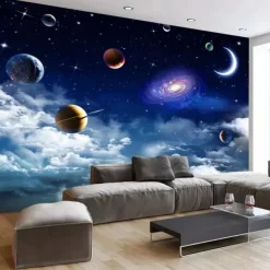 3D Mural Wallpaper Solar System Galaxy Planet Wall Sticker Covering Print Peel and Stick Removable PVC / Vinyl Material Self Adhesive / Adhesive Required Wall Decor Wall Mural for Living Room Bedroom