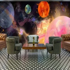 3D Mural Wallpaper Solar System Galaxy Planet Wall Sticker Covering Print Peel and Stick Removable PVC / Vinyl Material Self Adhesive / Adhesive Required Wall Decor Wall Mural for Living Room Bedroom