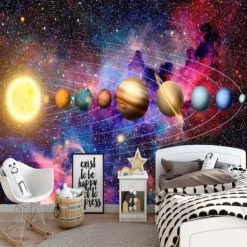 3D Mural Wallpaper Solar System Galaxy Planet Wall Sticker Covering Print Peel and Stick Removable PVC / Vinyl Material Self Adhesive / Adhesive Required Wall Decor Wall Mural for Living Room Bedroom