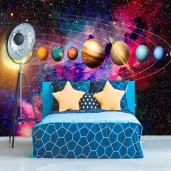 3D Mural Wallpaper Solar System Galaxy Planet Wall Sticker Covering Print Peel and Stick Removable PVC / Vinyl Material Self Adhesive / Adhesive Required Wall Decor Wall Mural for Living Room Bedroom