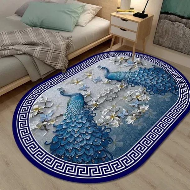 3D Oval Floor Mat Living Room Carpet Home Bedroom Cloakroom Living Room Floor Mat Machine Washable Carpet
