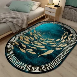 3D Oval Floor Mat Living Room Carpet Home Bedroom Cloakroom Living Room Floor Mat Machine Washable Carpet