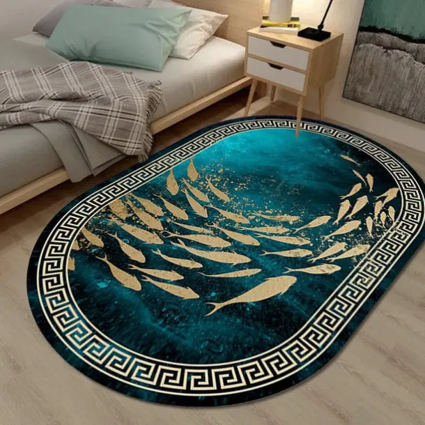 3D Oval Floor Mat Living Room Carpet Home Bedroom Cloakroom Living Room Floor Mat Machine Washable Carpet