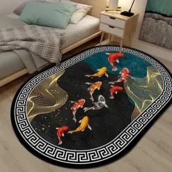 3D Oval Floor Mat Living Room Carpet Home Bedroom Cloakroom Living Room Floor Mat Machine Washable Carpet