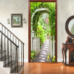 3D 2pcs Self-adhesive Creative Door Stickers Diy Decorative Home Waterproof Wall Stickers 77x200cm (30.3"x78.7" ) Wall Decor for bedroom living room