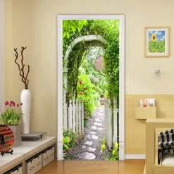 3D 2pcs Self-adhesive Creative Door Stickers Diy Decorative Home Waterproof Wall Stickers 77x200cm (30.3