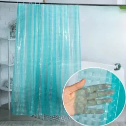 3D PEVA Shower Curtain Liner Waterproof 180x180cm 70"x70" Rustproof Metal Grommet Holes for Bathroom, Heavyweight Fabric, Washable, with Hooks Water Cube Colorful Clear