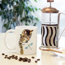 3D Print Kittens Hole In A Wall Mug, Ceramic Coffee Cat Mug 3D Novelty Cat Mugs Cat Lovers Coffee Mug Cat Club Cup White Ceramic Mug Gifts For Men Women