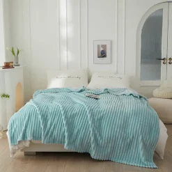 3D Ribbed Jacquard Fleece Flannel Velvet Plush Decorative Bed Blanket - Super Soft, Plush, Fluffy, Fuzzy, Warm, Cozy Perfect for Couch, Bed, Sofa in Fall Winter