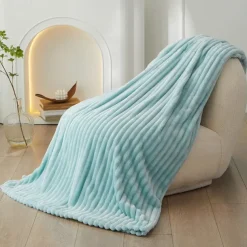 3D Ribbed Jacquard Fleece Flannel Velvet Plush Decorative Bed Blanket - Super Soft, Plush, Fluffy, Fuzzy, Warm, Cozy Perfect for Couch, Bed, Sofa in Fall Winter