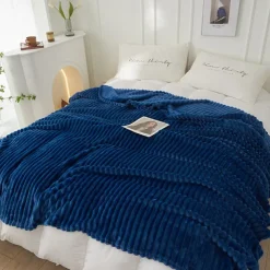 3D Ribbed Jacquard Fleece Flannel Velvet Plush Decorative Bed Blanket - Super Soft, Plush, Fluffy, Fuzzy, Warm, Cozy Perfect for Couch, Bed, Sofa in Fall Winter