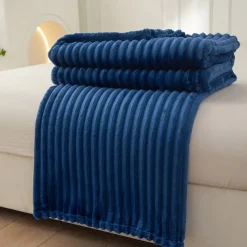 3D Ribbed Jacquard Fleece Flannel Velvet Plush Decorative Bed Blanket - Super Soft, Plush, Fluffy, Fuzzy, Warm, Cozy Perfect for Couch, Bed, Sofa in Fall Winter