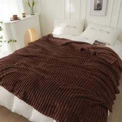 3D Ribbed Jacquard Fleece Flannel Velvet Plush Decorative Bed Blanket - Super Soft, Plush, Fluffy, Fuzzy, Warm, Cozy Perfect for Couch, Bed, Sofa in Fall Winter