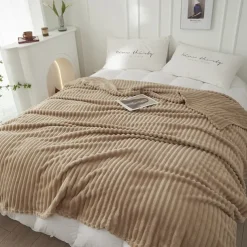 3D Ribbed Jacquard Fleece Flannel Velvet Plush Decorative Bed Blanket - Super Soft, Plush, Fluffy, Fuzzy, Warm, Cozy Perfect for Couch, Bed, Sofa in Fall Winter