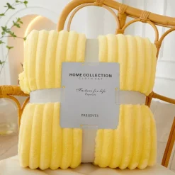 3D Ribbed Jacquard Fleece Flannel Velvet Plush Decorative Bed Blanket - Super Soft, Plush, Fluffy, Fuzzy, Warm, Cozy Perfect for Couch, Bed, Sofa in Fall Winter