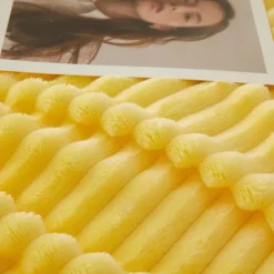 3D Ribbed Jacquard Fleece Flannel Velvet Plush Decorative Bed Blanket - Super Soft, Plush, Fluffy, Fuzzy, Warm, Cozy Perfect for Couch, Bed, Sofa in Fall Winter