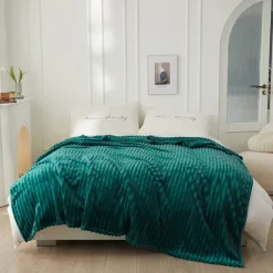 3D Ribbed Jacquard Fleece Flannel Velvet Plush Decorative Bed Blanket - Super Soft, Plush, Fluffy, Fuzzy, Warm, Cozy Perfect for Couch, Bed, Sofa in Fall Winter