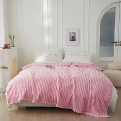 3D Ribbed Jacquard Fleece Flannel Velvet Plush Decorative Bed Blanket - Super Soft, Plush, Fluffy, Fuzzy, Warm, Cozy Perfect for Couch, Bed, Sofa in Fall Winter