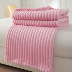 3D Ribbed Jacquard Fleece Flannel Velvet Plush Decorative Bed Blanket - Super Soft, Plush, Fluffy, Fuzzy, Warm, Cozy Perfect for Couch, Bed, Sofa in Fall Winter