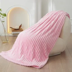 3D Ribbed Jacquard Fleece Flannel Velvet Plush Decorative Bed Blanket - Super Soft, Plush, Fluffy, Fuzzy, Warm, Cozy Perfect for Couch, Bed, Sofa in Fall Winter