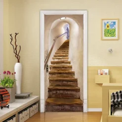 3D Stickers Self-adhesive Creative Door Stickers Living Room Decoration Home Waterproof Wall Stickers Wall Stickers for bedroom living room 77*200CM