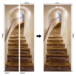 3D Stickers Self-adhesive Creative Door Stickers Living Room Decoration Home Waterproof Wall Stickers Wall Stickers for bedroom living room 77*200CM