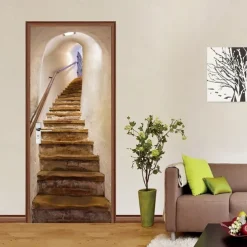 3D Stickers Self-adhesive Creative Door Stickers Living Room Decoration Home Waterproof Wall Stickers Wall Stickers for bedroom living room 77*200CM