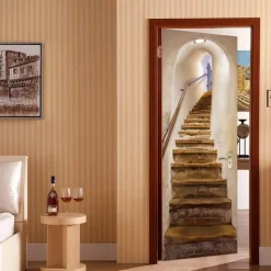 3D Stickers Self-adhesive Creative Door Stickers Living Room Decoration Home Waterproof Wall Stickers Wall Stickers for bedroom living room 77*200CM