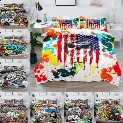 3D Street Art Graffiti Series Print Duvet Cover Bedding Sets Comforter Cover with 1 Print Duvet Cover or Coverlet，2 Pillowcases for Double/Queen/King