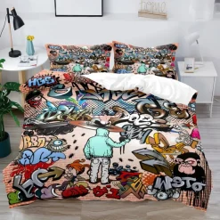 3D Street Art Graffiti Series Print Duvet Cover Bedding Sets Comforter Cover with 1 Print Duvet Cover or Coverlet，2 Pillowcases for Double/Queen/King