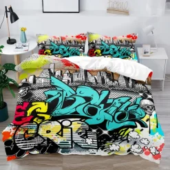 3D Street Art Graffiti Series Print Duvet Cover Bedding Sets Comforter Cover with 1 Print Duvet Cover or Coverlet，2 Pillowcases for Double/Queen/King