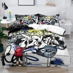 3D Street Art Graffiti Series Print Duvet Cover Bedding Sets Comforter Cover with 1 Print Duvet Cover or Coverlet，2 Pillowcases for Double/Queen/King